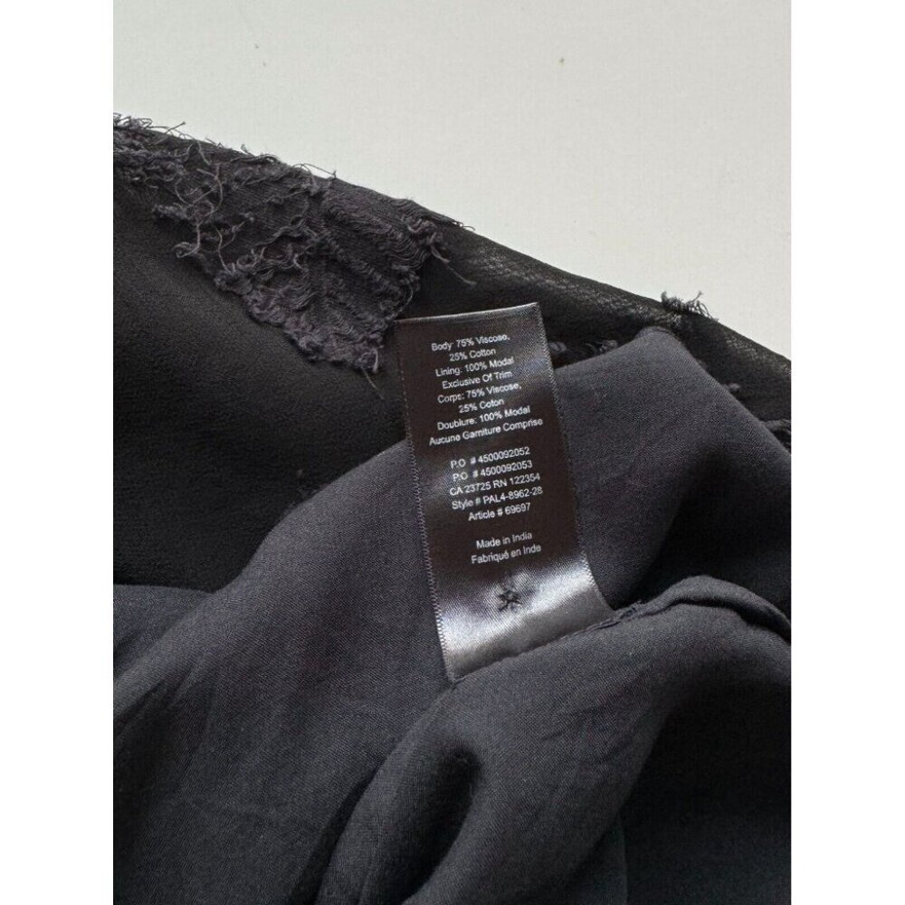 Aritzia WILFRED Dufour Black Sheer Leaf Jacquard Midi Peasant Dress, Size S - Picture 12 of 16